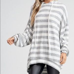 NWOT Pink Lily striped knit hoodie